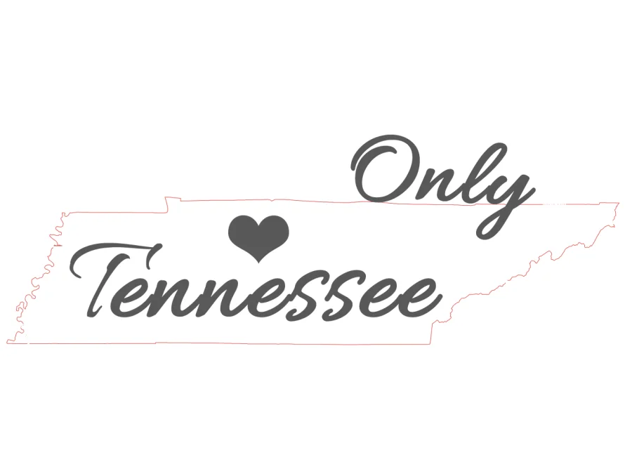 Umriss des Bundesstaates Tennessee mit einem Herz