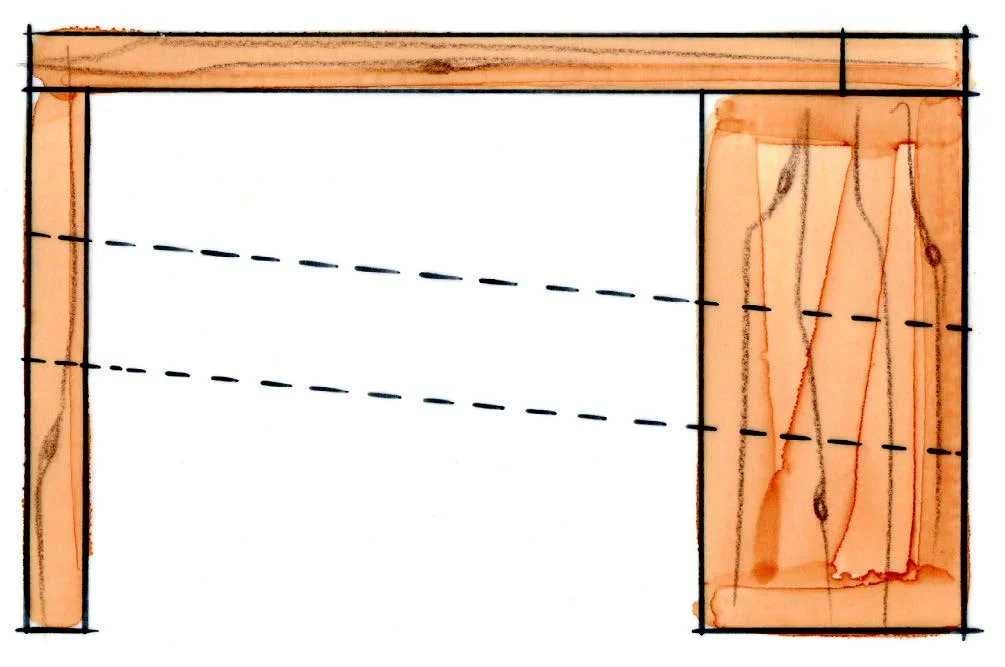 Holzrahmen mit Markierungen
