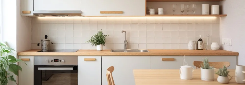 Moderne Küche mit Holzelementen