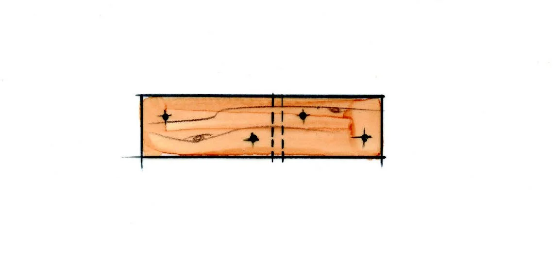 Holzrahmen mit Markierungen