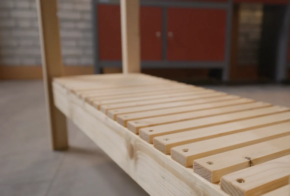 Holzlatten auf einem Holzgestell