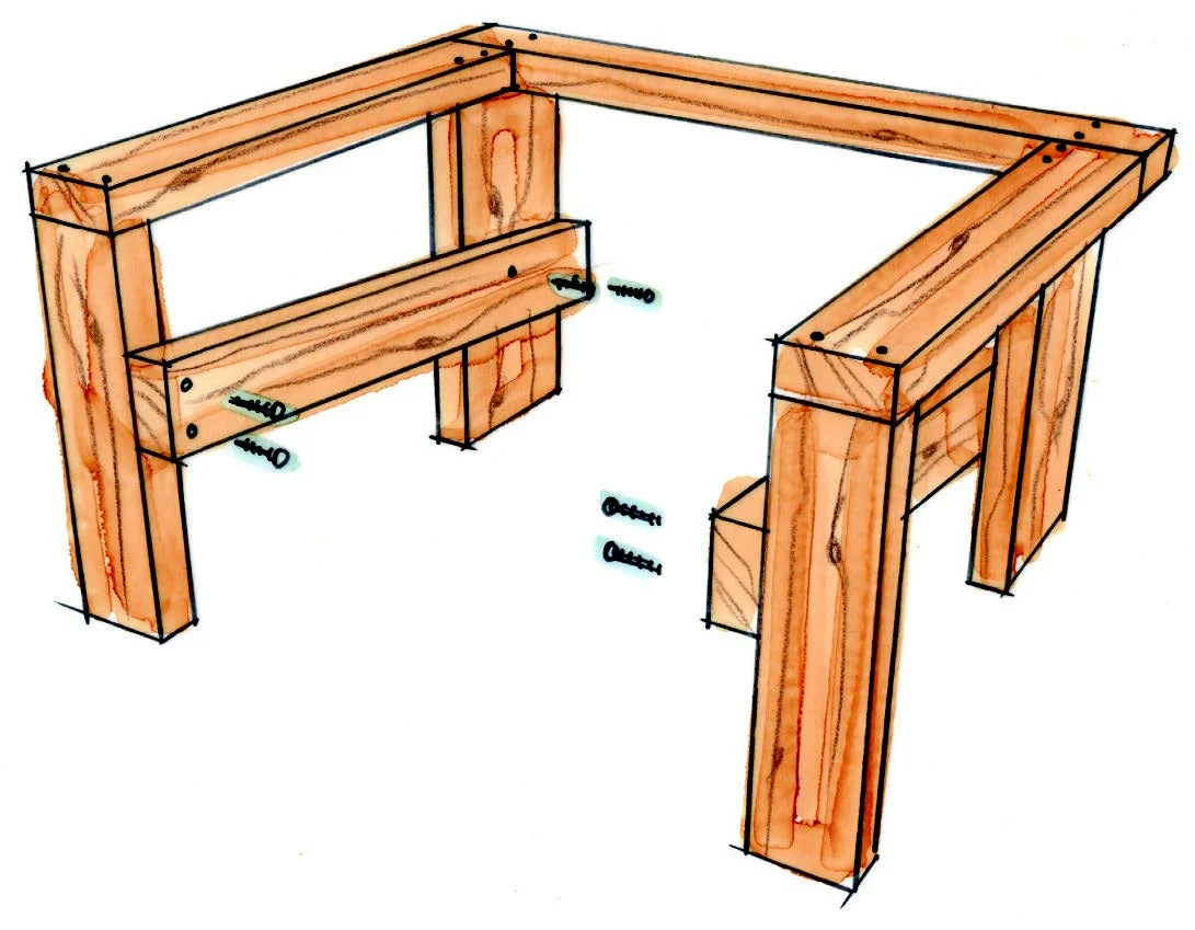 Holzgerüst mit Schrauben