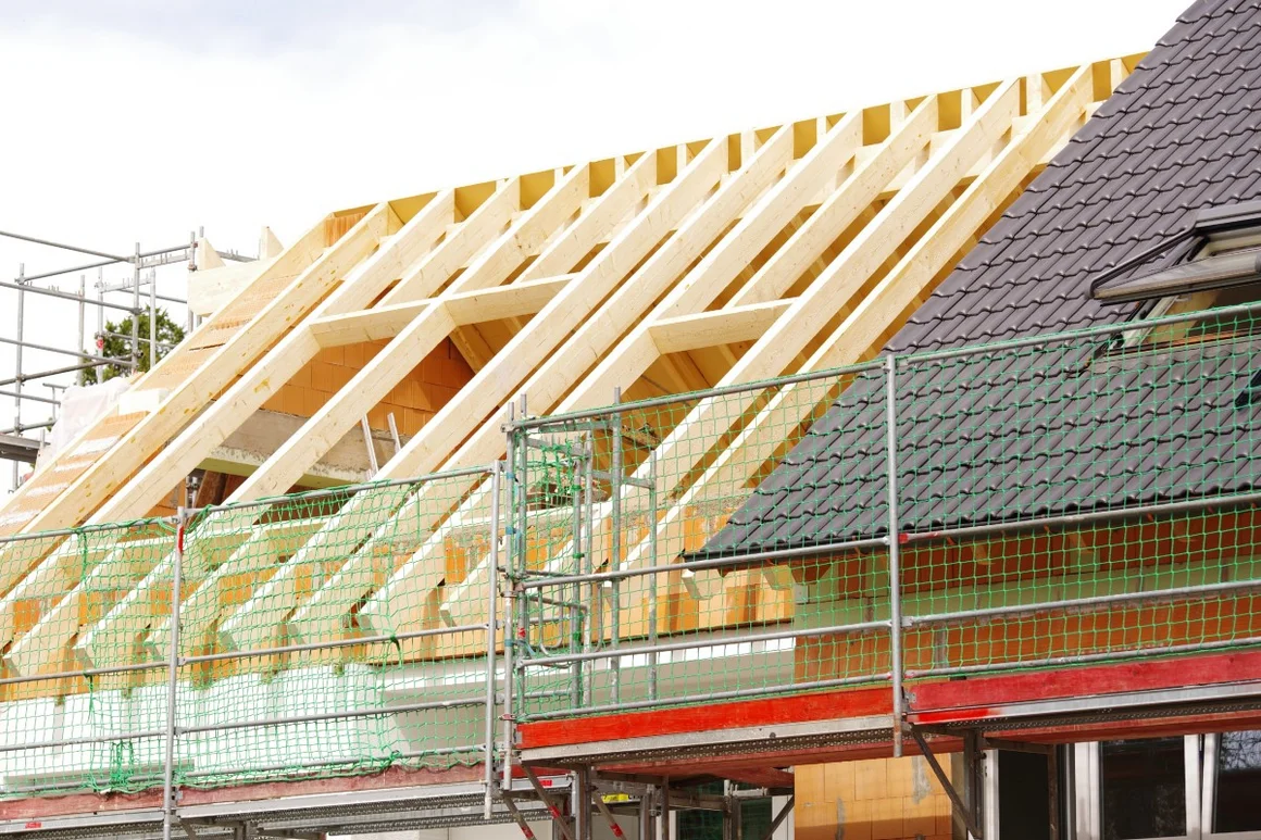 Dachstuhl eines Hauses im Bau