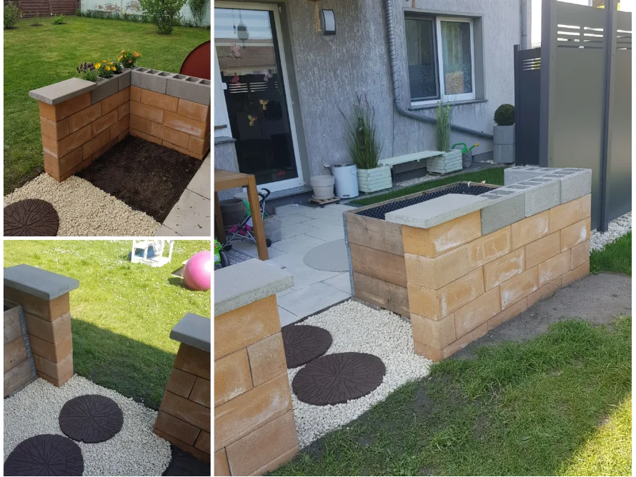 Gartenmauer aus Backsteinen