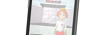 Handy mit Spiel-App und Spielfigur