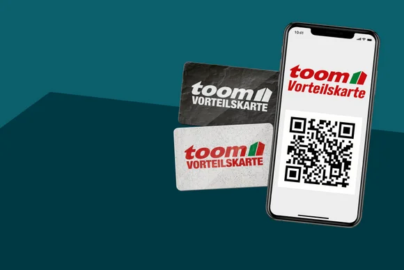 Die toom Vorteilskarte digital auf dem Smartphone und als physische Karten.