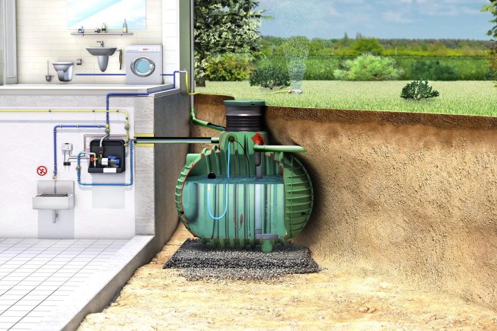 Schema Regenwassernutzung im Haus und Garten